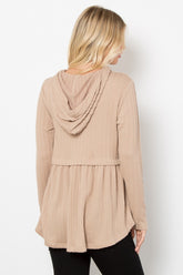 Long Sleeve Peplum Cable Knit Hoodie Be Stage